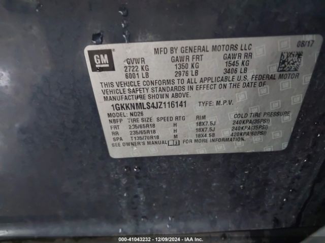 1GKKNMLS4JZ116141 GMC Acadia Slt-1