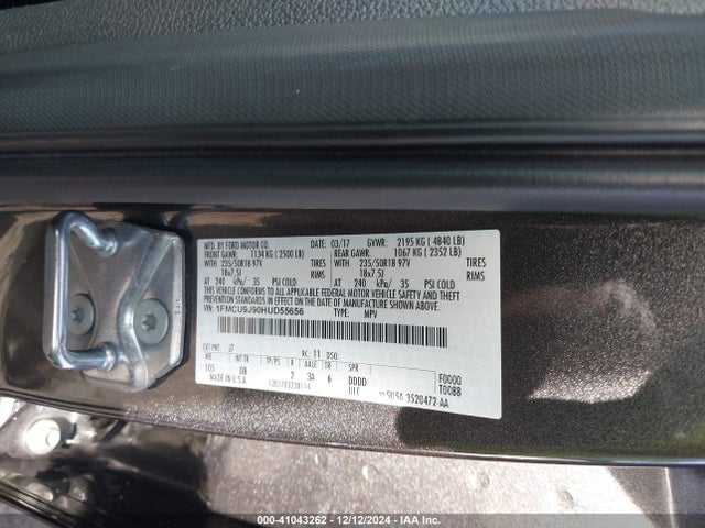 Ford Escape Titanium 2017 1FMCU9J90HUD55656 Image 9