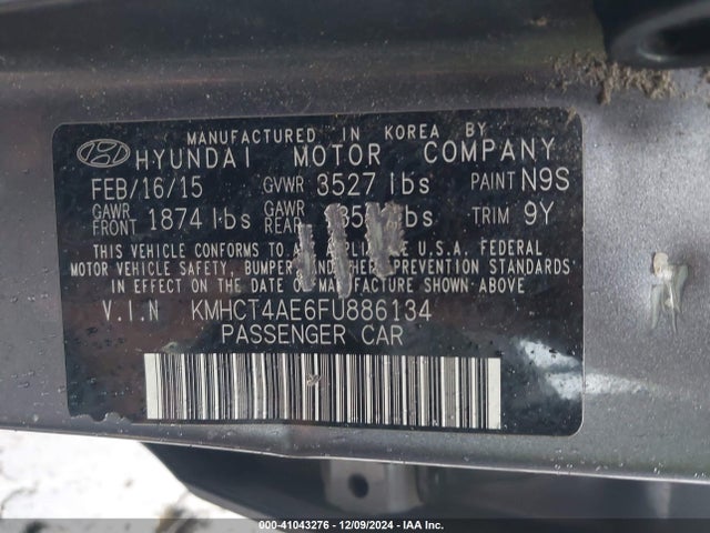 Hyundai ACCENT GLS 2015 KMHCT4AE6FU886134 Image 9