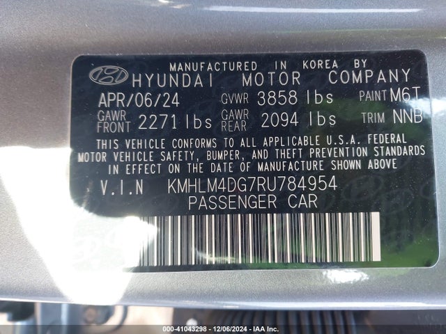 Hyundai ELANTRA SEL 2024 KMHLM4DG7RU784954 Image 9