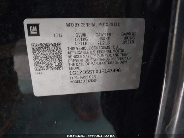 Chevrolet MALIBU LT 2018 1G1ZD5STXJF147496 Image 9
