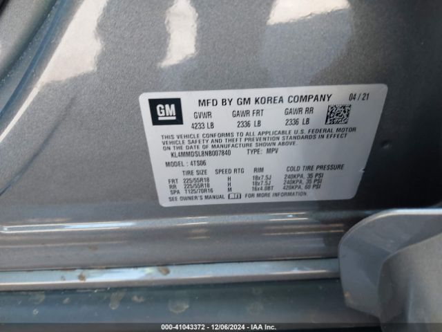 KL4MMDSL8NB007840 Buick Encore Gx Fwd Select