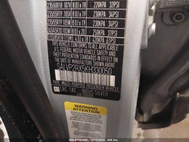 2019 LAND ROVER RANGE ROVER EVOQUE SALVP2RX5KH330050 Photo 8