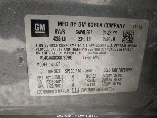 KL4CJASBXKB789905 Buick Encore Fwd Preferred