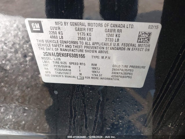 Chevrolet Equinox Ltz 2015 2GNALDEK6F6305166 Image 9