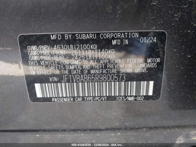 JF1VBAB65R9800573 Subaru WRX