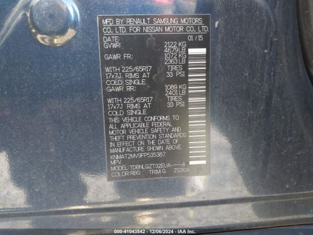 KNMAT2MV9FP535387 Nissan ROGUE SV