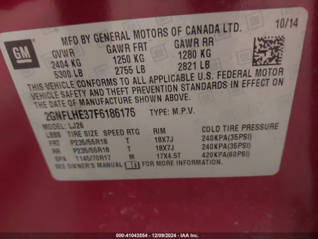 2GNFLHE37F6186176 Chevrolet Equinox Ltz