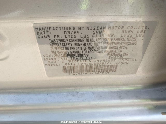 Nissan Versa 1.6 Sr 2024 3N1CN8FV0RL880779 Image 9