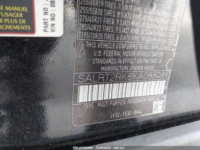 SALRT2RK8KA088011 Land Rover Discovery Hse Luxury