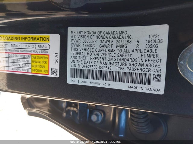 Honda Civic Sport 2025 2HGFE2F50SH539549 Image 9