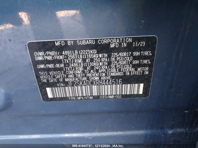 JF2SKADCXRH444516 Subaru Forester Premium