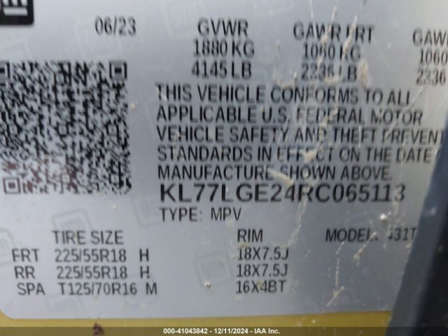 KL77LGE24RC065113 Chevrolet Trax Fwd 1rs