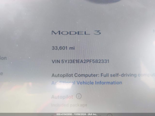 5YJ3E1EA2PF582331 Tesla Model 3 Rear-wheel Drive