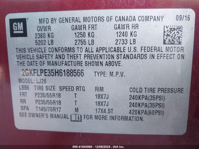 GMC Terrain Slt 2017 2GKFLPE35H6188566 Image 9