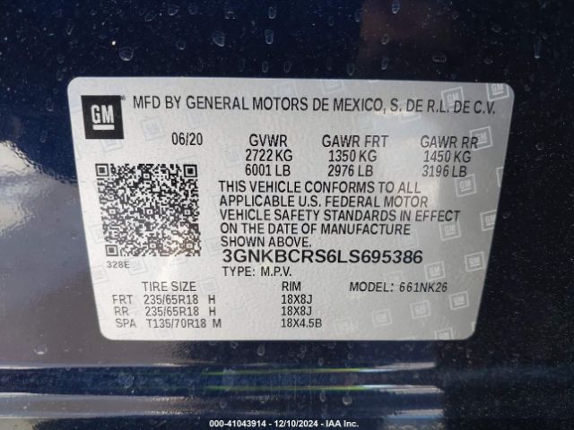 3GNKBCRS6LS695386 Chevrolet Blazer Fwd 2lt