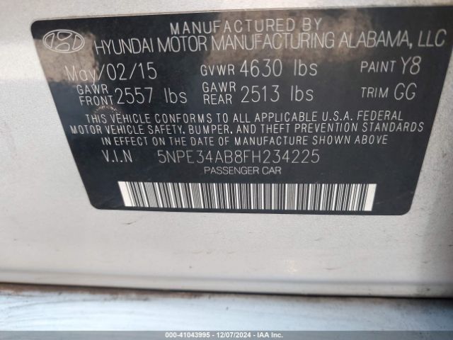 5NPE34AB8FH234225 Hyundai Sonata Limited 2.0t