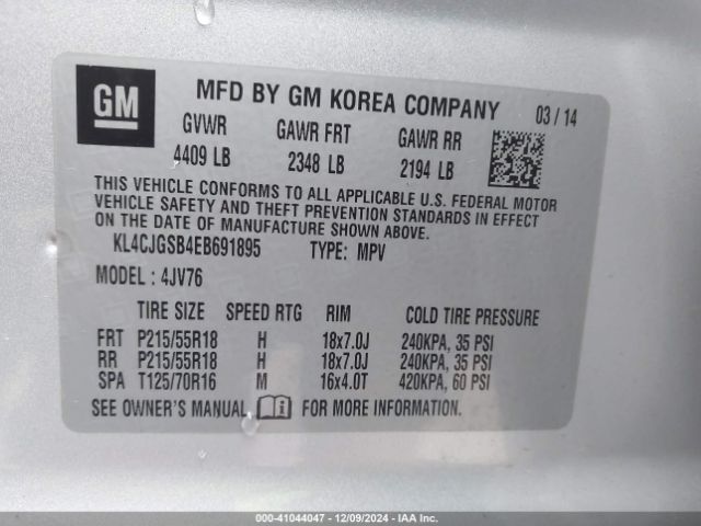 KL4CJGSB4EB691895 Buick Encore Leather