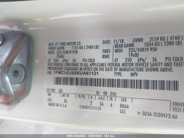 Ford Escape Titanium 2019 1FMCU0J9XKUA61121 Image 9