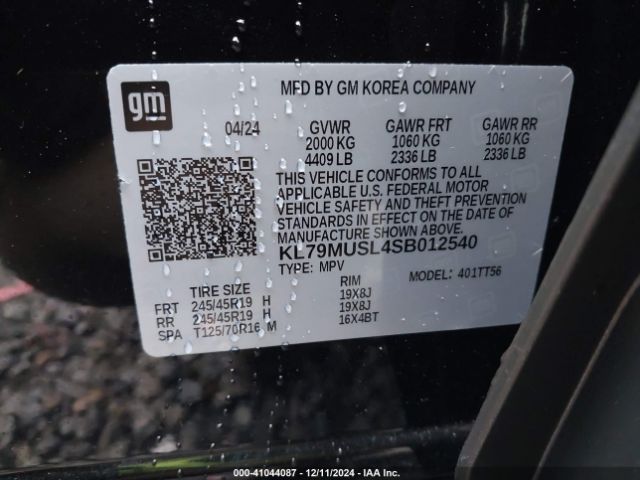 KL79MUSL4SB012540 Chevrolet Trailblazer Awd Rs
