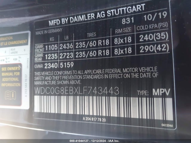 WDC0G8EBXLF743443 Mercedes-Benz Glc 300 4matic