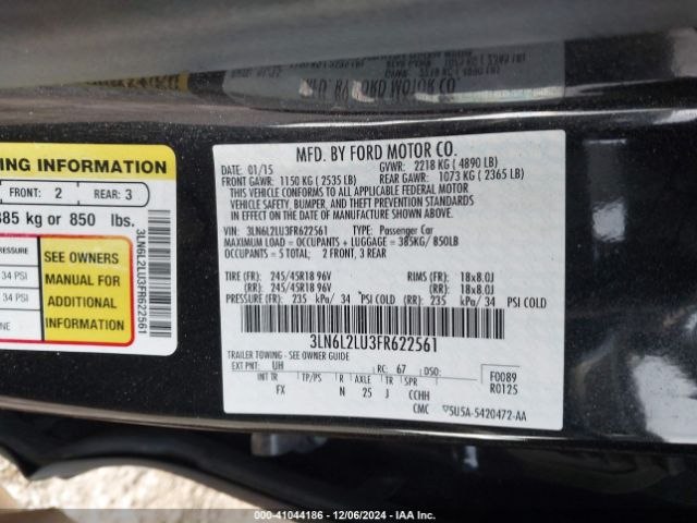 3LN6L2LU3FR622561 Lincoln MKZ HYBRID