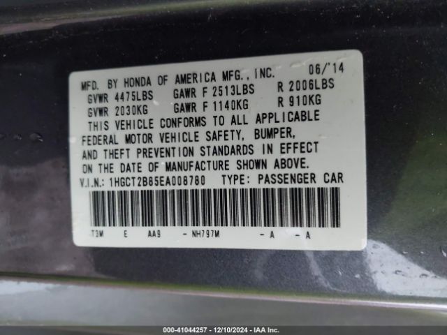 1HGCT2B85EA008780 Honda Accord Ex-l V-6