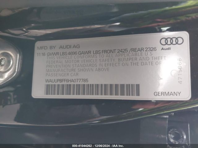 WAUUPBFF6HA077785 Audi A3 E-tron 1.4t Premium