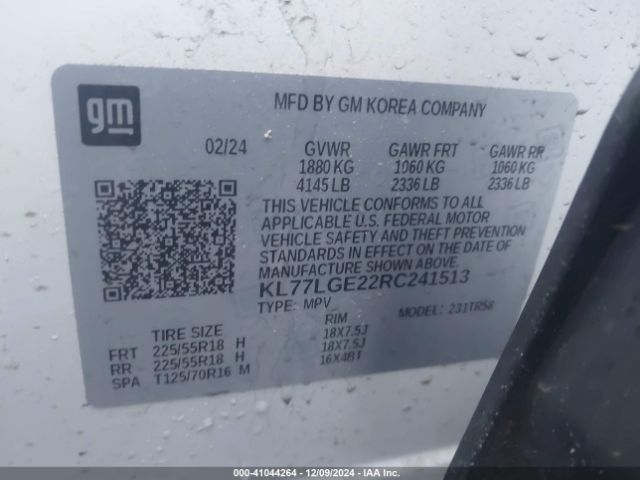 KL77LGE22RC241513 Chevrolet Trax Fwd 1rs