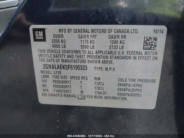 2GNALAEK5F6195323 Chevrolet EQUINOX LS