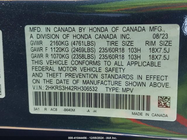 2HKRS3H42RH306532 Honda Cr-v Ex 2wd