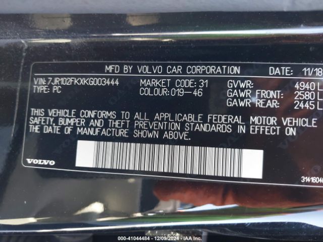 7JR102FKXKG003444 Volvo S60 T5 Momentum