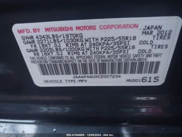 2012 MITSUBISHI OUTLANDER SPORT JA4AP4AUXCZ007234 Photo 8