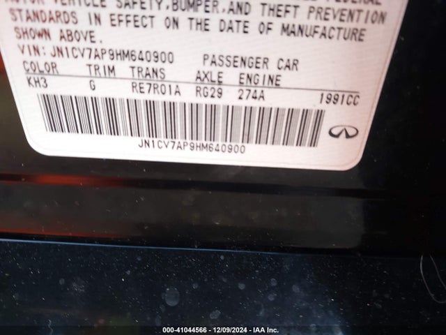 JN1CV7AP9HM640900 Infiniti Q50 2.0t Premium