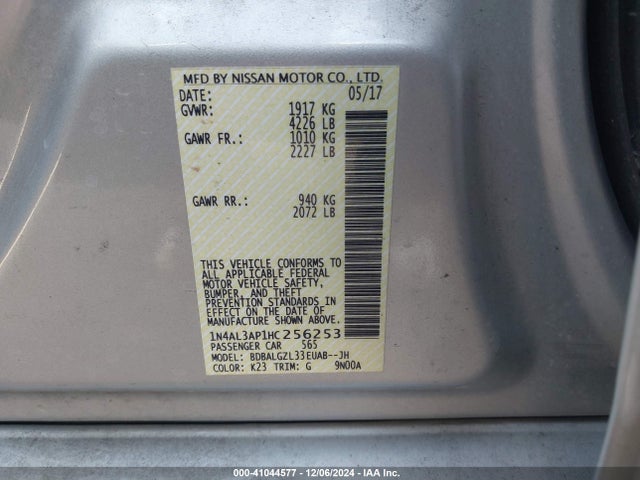 Nissan Altima 2.5 S 2017 1N4AL3AP1HC256253 Image 9