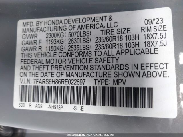 7FARS6H86RE022697 Honda Cr-v Hybrid Sport-l