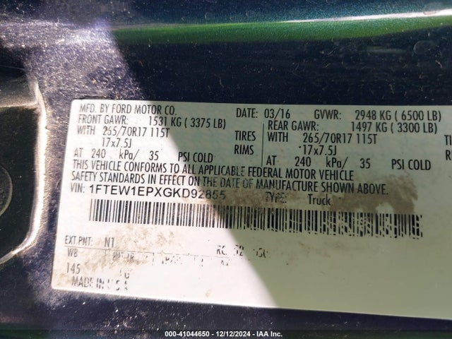 1FTEW1EPXGKD92855 Ford F-150 Xl