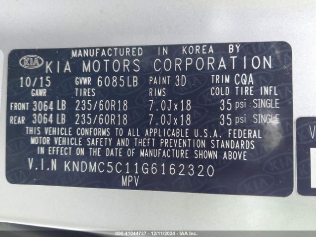 KNDMC5C11G6162320 KIA SEDONA EX