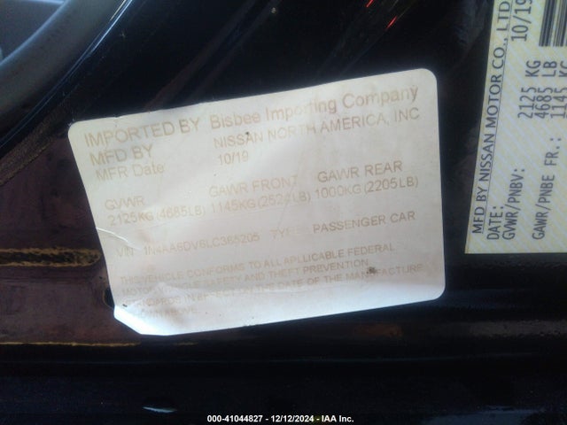 Nissan Maxima Sl Xtronic Cvt 2020 1N4AA6DV6LC365205 Image 9