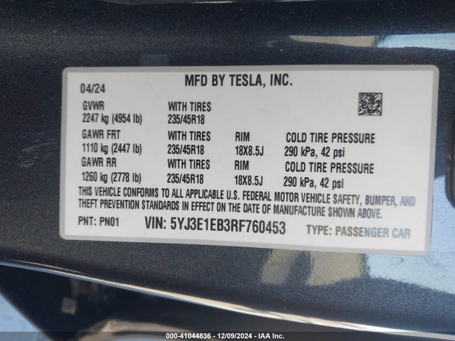 2024 TESLA MODEL 3 5YJ3E1EB3RF760453 Photo 8