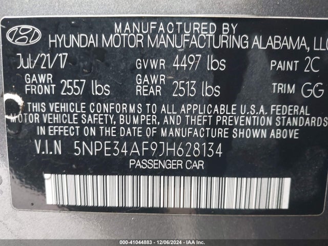 Hyundai Sonata Limited 2018 5NPE34AF9JH628134 Image 9