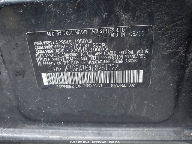 JF1GPAT64F8281722 Subaru Impreza 2.0i Sport Premium