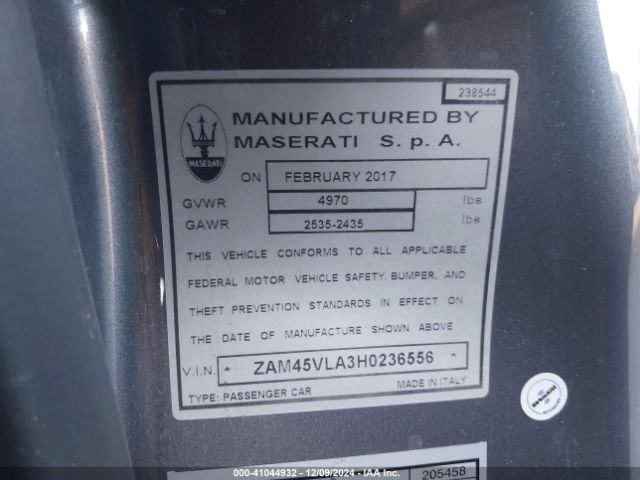 ZAM45VLA3H0236556 Maserati Granturismo Mc/mc Centennial/sport