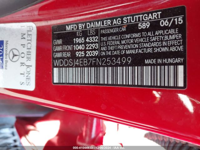 WDDSJ4EB7FN253499 Mercedes-Benz CLA 250