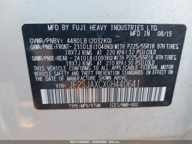 JF2SJAXCXGH440641 Subaru Forester 2.5i Touring