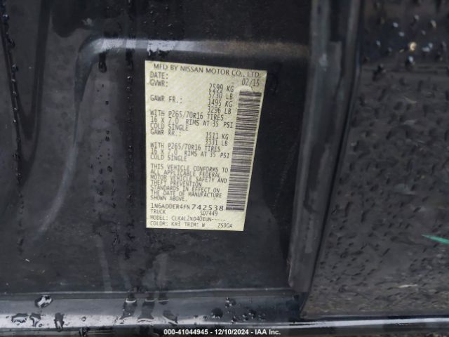 1N6AD0ER4FN742538 Nissan Frontier Sv