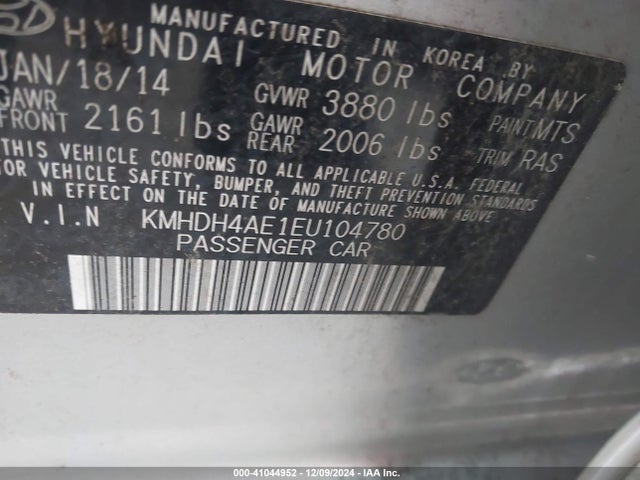 Hyundai ELANTRA SE 2014 KMHDH4AE1EU104780 Image 9