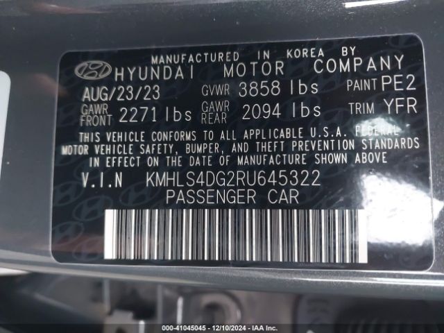 KMHLS4DG2RU645322 Hyundai ELANTRA SEL