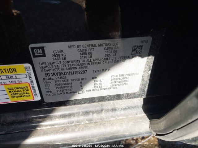 5GAKVBKD1HJ192297 Buick Enclave Leather