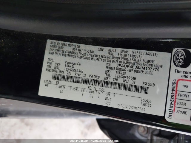 Ford FIESTA SE 2018 3FADP4EJ5JM107779 Image 9
